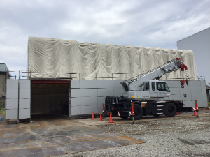デポレント_伸縮式仮設テント倉庫の施工事例画像